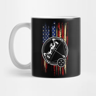 American Bow and Arrow Flag Fishing Hunting Mug